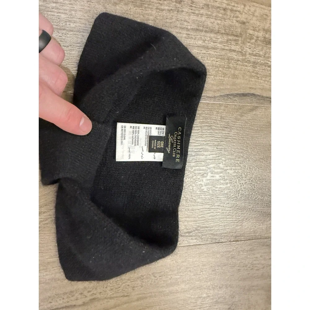 Charter Club women's black Luxury 100% Cashmere Headband/Earwarmer One size OS